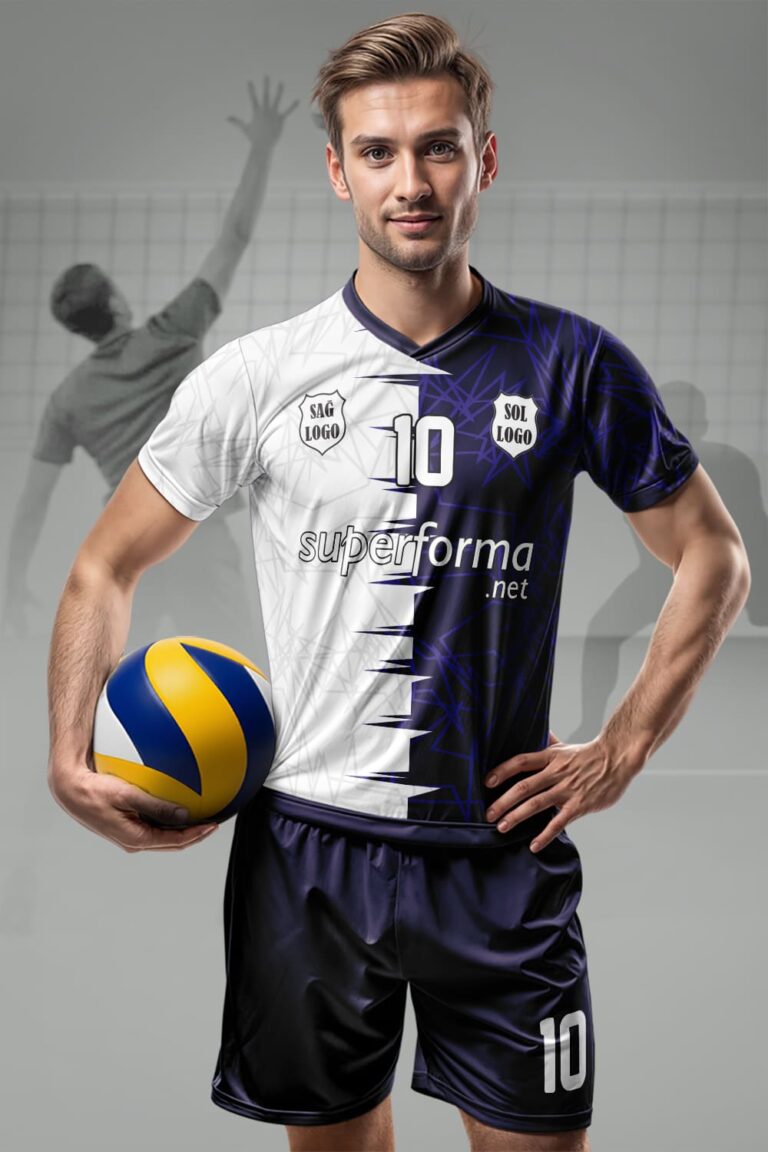 Lacivert Beyaz Erkek Voleybol Forması