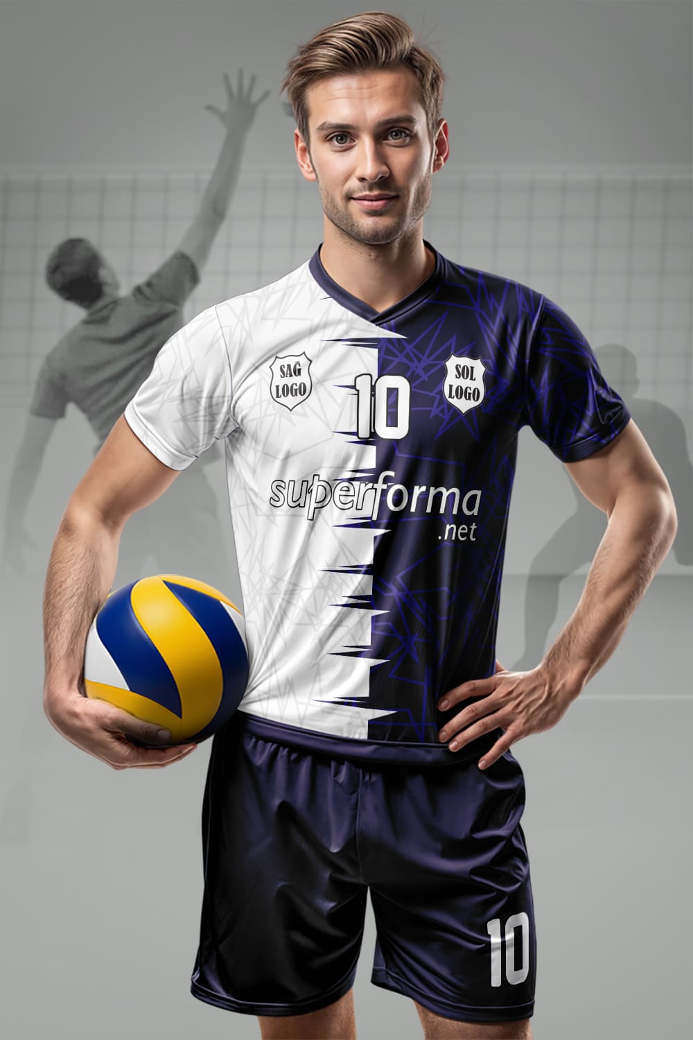 Lacivert Beyaz Erkek Voleybol Forması Lacivert Beyaz Erkek Voleybol Forması