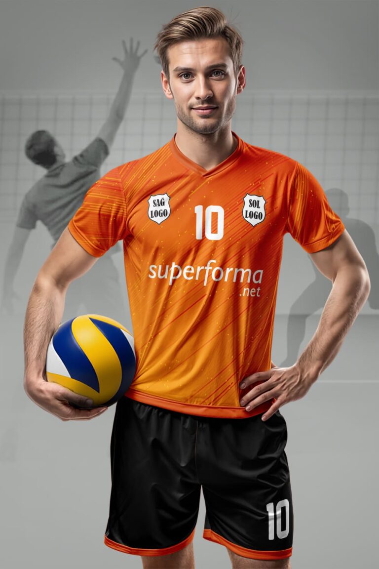 Turuncu Siyah Erkek Voleybol Forması
