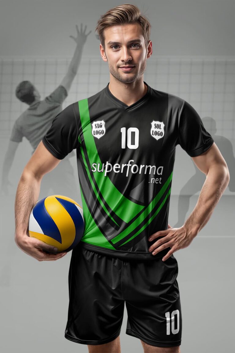 Siyah Yeşil Erkek Voleybol Forması