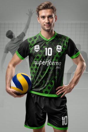 Siyah Yeşil Pro Erkek Voleybol Forması