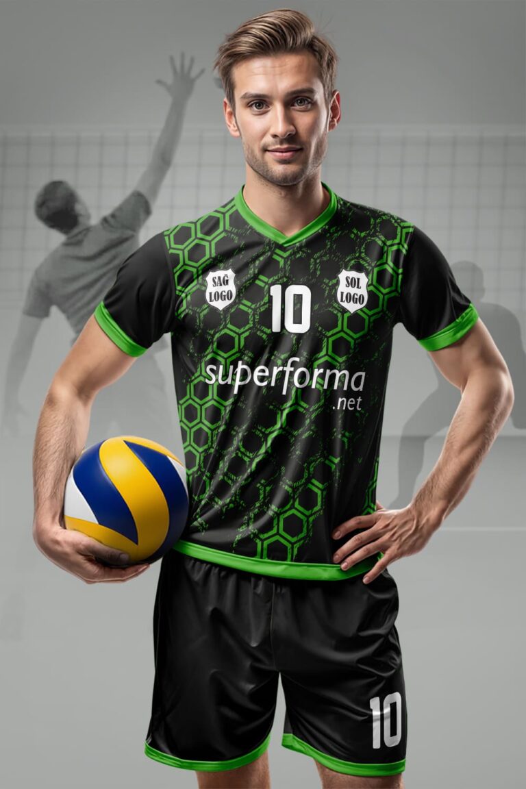 Siyah Yeşil Pro Erkek Voleybol Forması