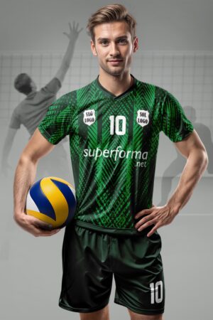 Siyah Yeşil Retro Erkek Voleybol Forması