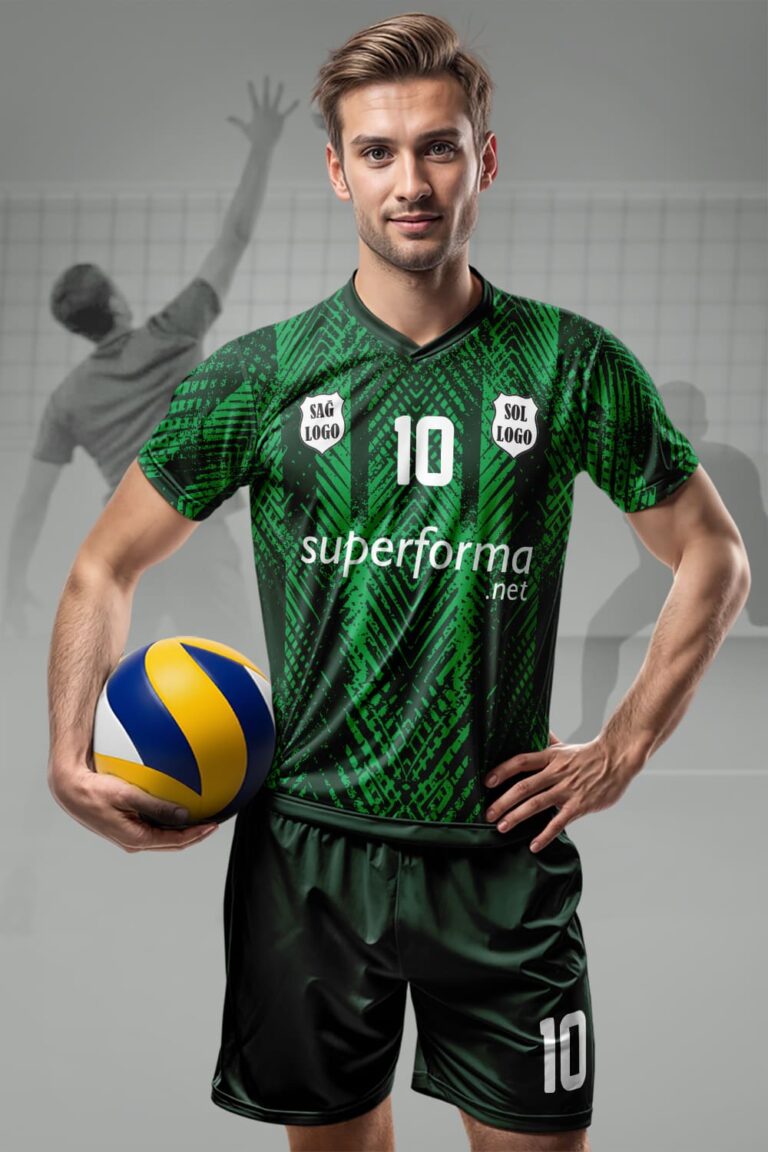 Siyah Yeşil Retro Erkek Voleybol Forması