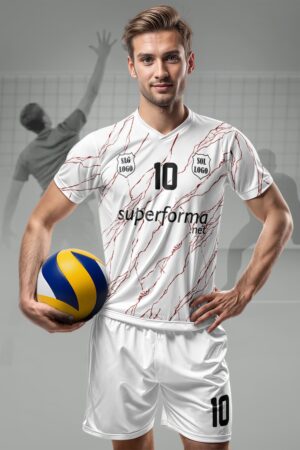 Beyaz Kırmızı Erkek Voleybol Forması