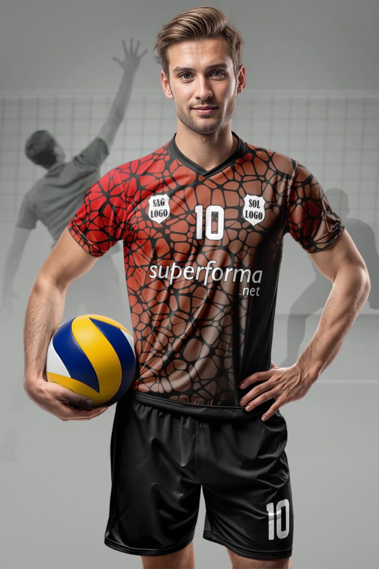 Kırmızı Siyah Pro Erkek Voleybol Forması