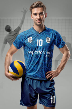 Turkuaz Çizgili Erkek Voleybol Forması