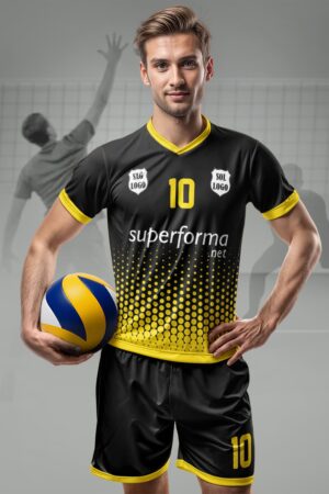 Siyah Sarı Noktalı Erkek Voleybol Forması