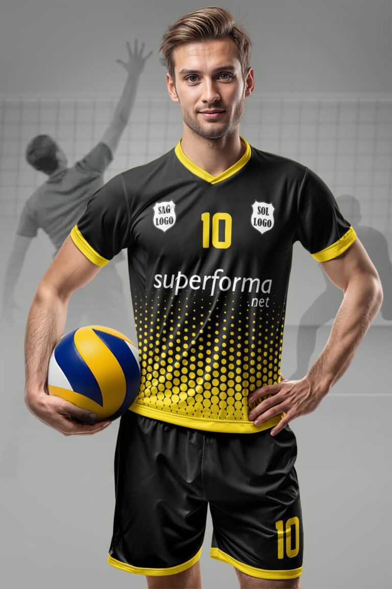 Siyah Sarı Noktalı Erkek Voleybol Forması
