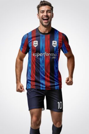 Bordo Mavi Şeritli Halı Saha Forma