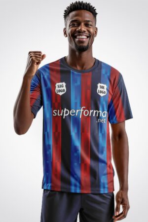 Bordo Mavi Şeritli Halı Saha Forma