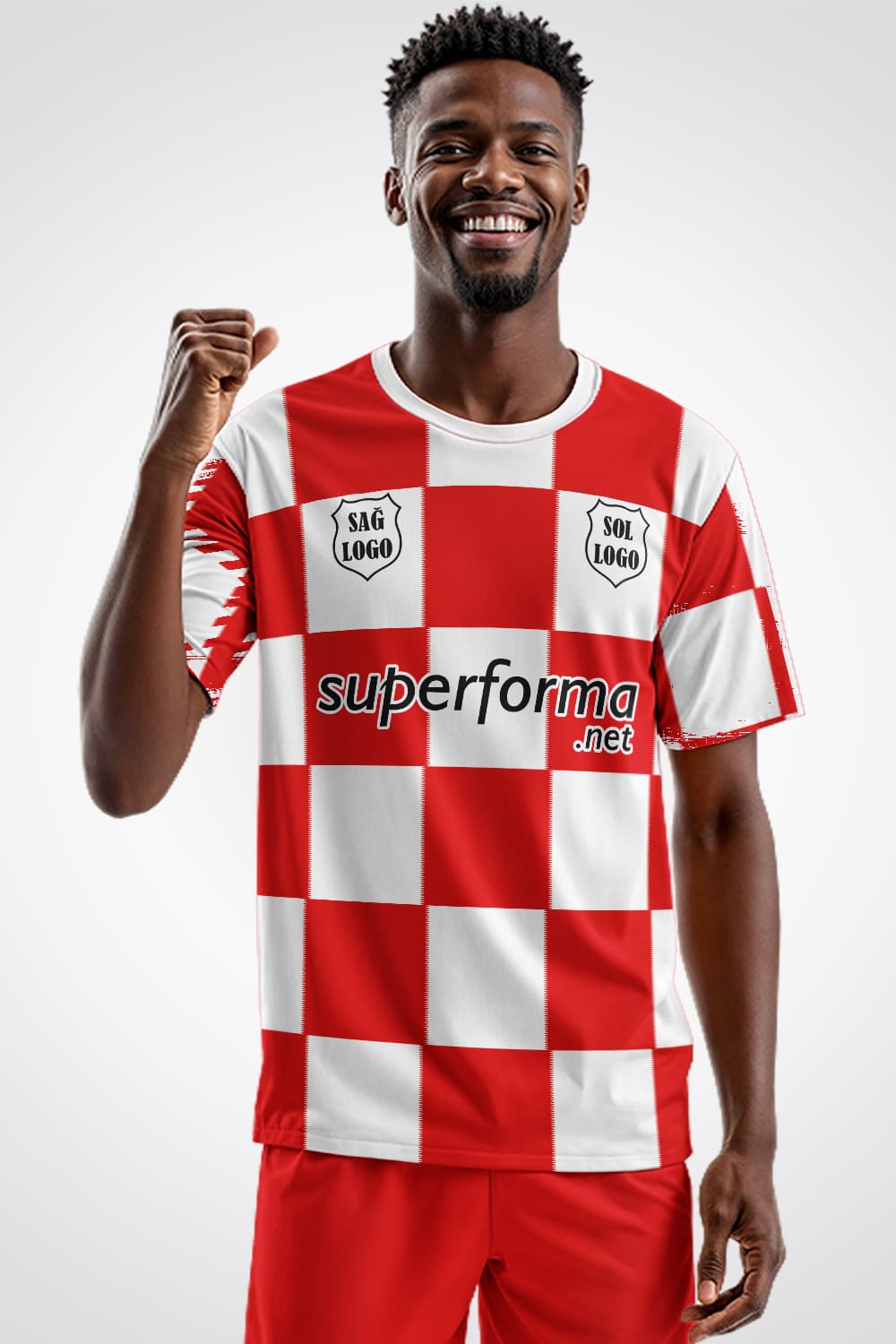 Kırmızı Beyaz Kareli Halı Saha Forma Kırmızı Beyaz Kareli Halı Saha Forma