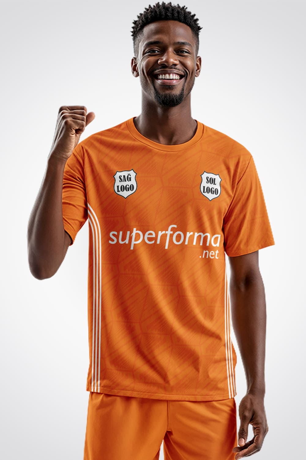 Turuncu Beyaz Çizgili Halı Saha Forma Turuncu Beyaz Çizgili Halı Saha Forma