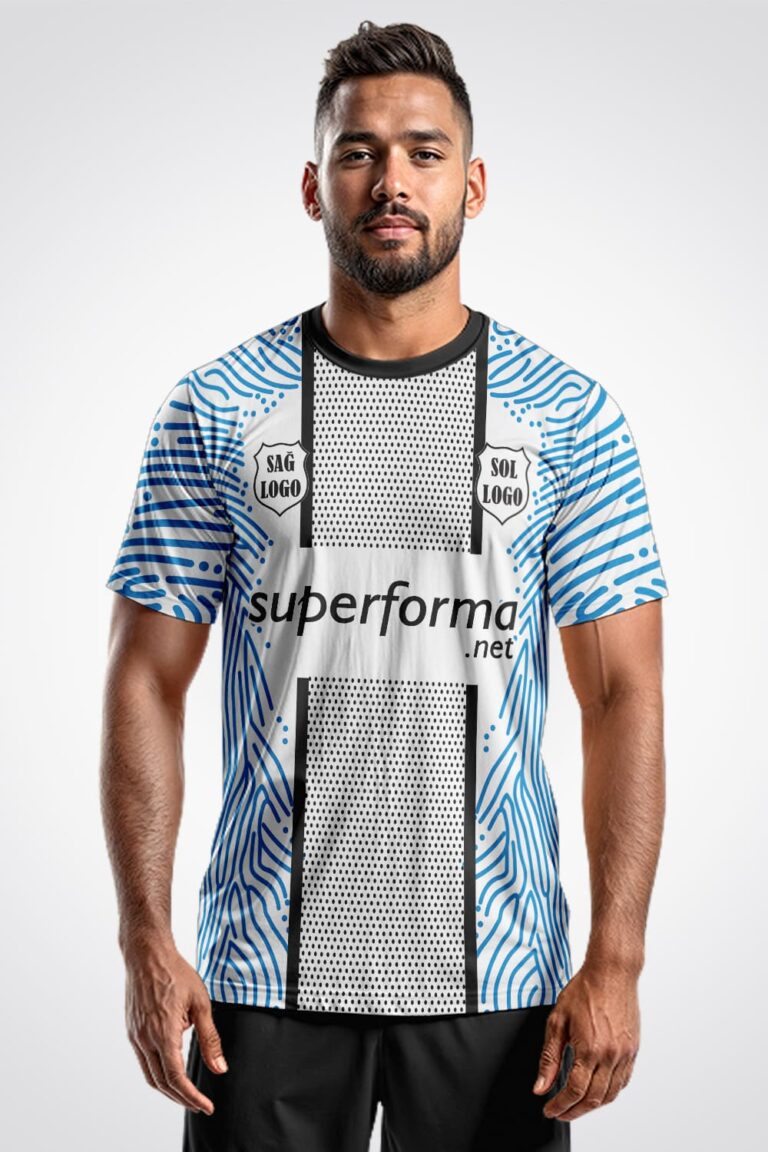 Mavi Beyaz Klasik Halı Saha Forma