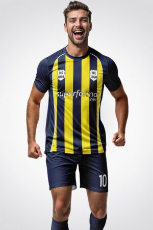 Sarı Lacivert Çubuklu Halı Saha Forma
