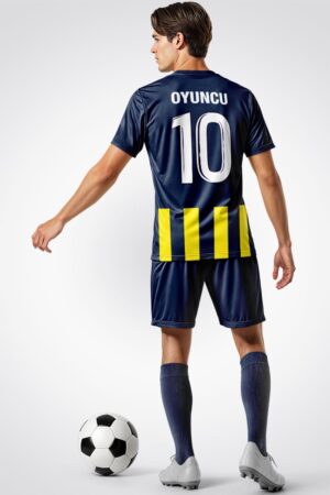 Sarı Lacivert Çubuklu Halı Saha Forma