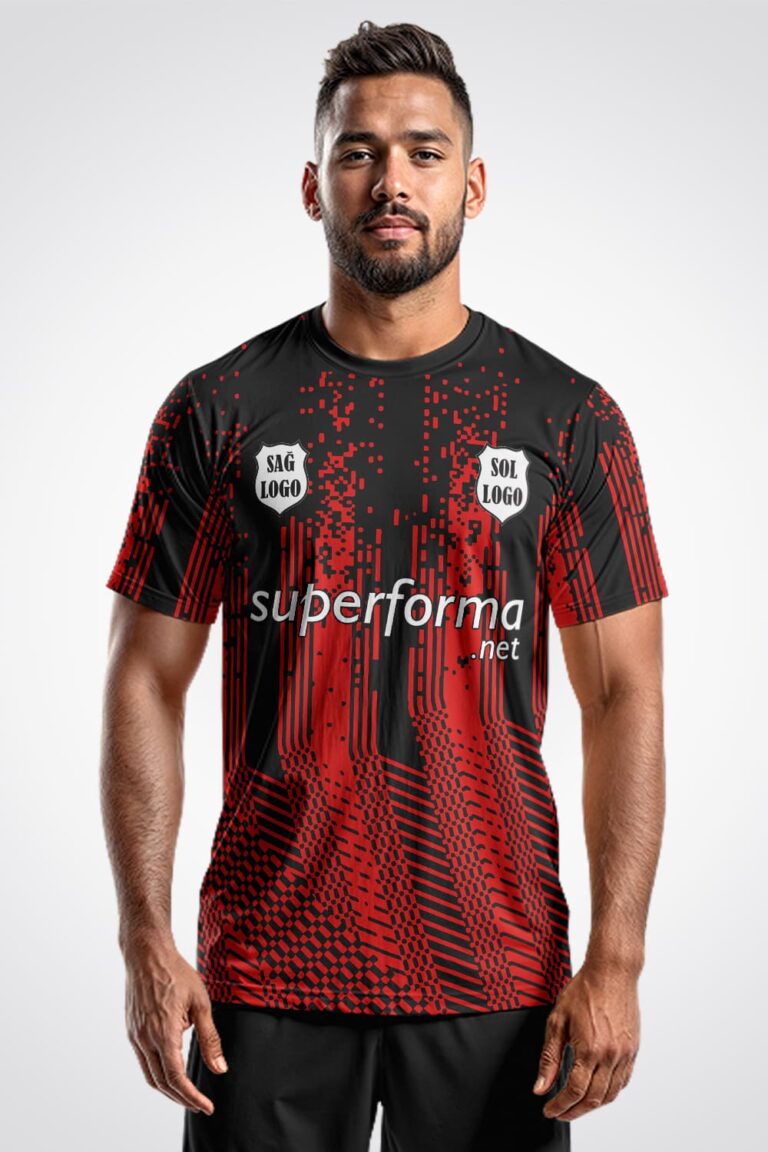 Kırmızı Siyah Point Halı Saha Forma