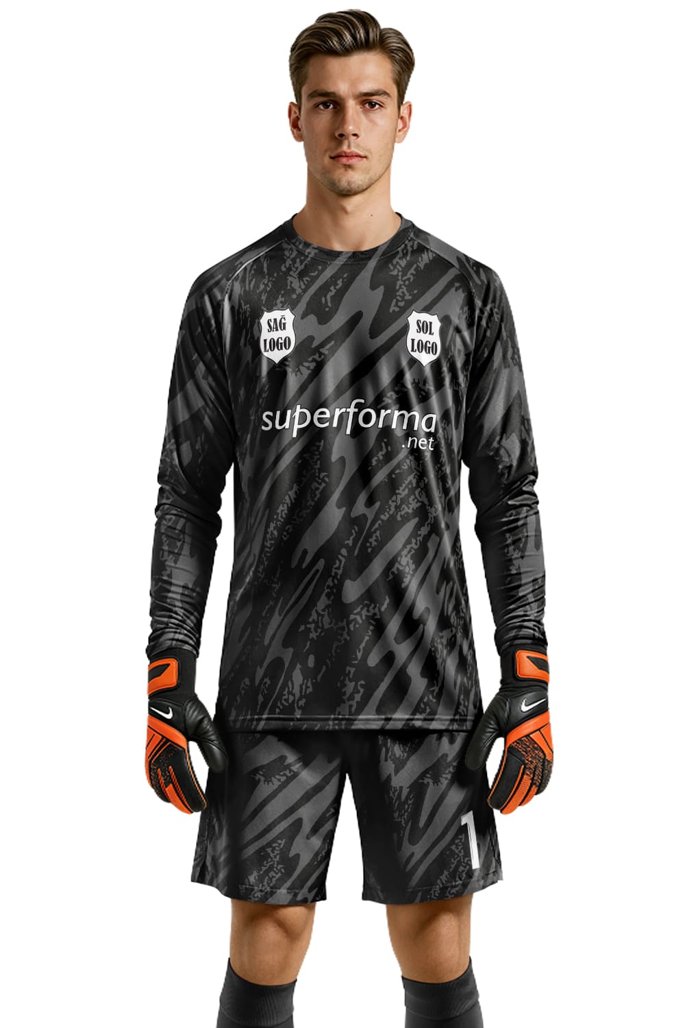 Siyah Beyaz Kırmızı Kaleci Forması Siyah Beyaz Kırmızı Kaleci Forması